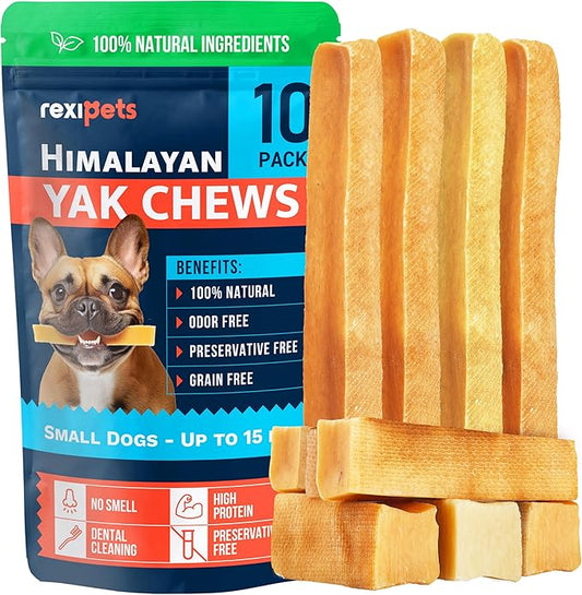 100% Natural Yak Cheese Himalayan Dog Chews for All Breeds - Lactose Free Yak Chews for Small, Medium & Large Dogs - Dental Cleaning Dog Chews for Aggressive Chewers - Long Lasting Odor & Gluten Free