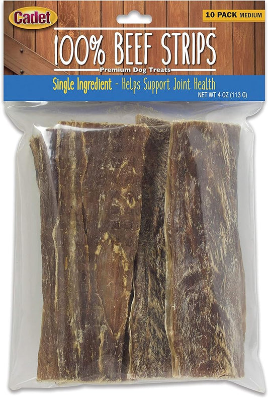 Cadet 100% Beef Sticks Dog Treats - Long-Lasting, Healthy & Natural Beef Esophagus Treats for Small & Large Dogs - Low Calorie & High Protein Dog Chews - Medium (10 Count)