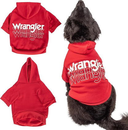 Wrangler Dog Hoodie – Fleece Dog Sweater with Leash Hole, Cold Winter Dog Sweatshirt for Small Medium & Large Size Dogs, Premium Dog Clothes, Fall Dog Sweaters Pullover Hoodie, Cozy Warm Dog Outfit
