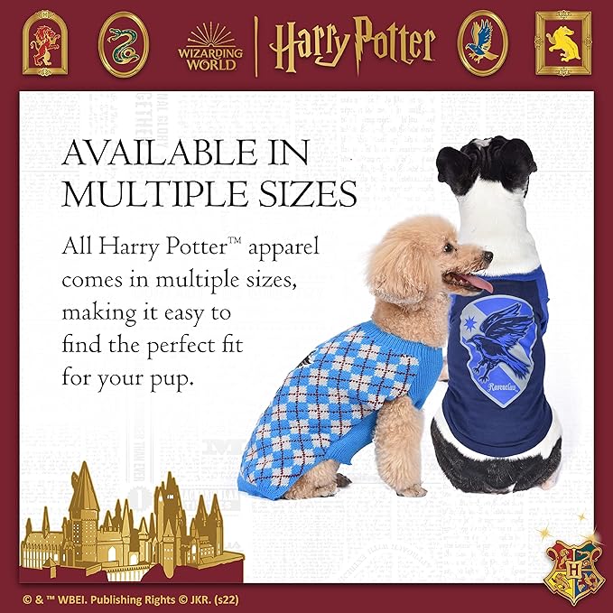Harry Potter: Ravenclaw Pet Sweater - Size Small | Harry Potter Costumes for Dogs| Harry Potter Dog Apparel & Accessories for Hogwarts Houses, Ravenclaw Blue