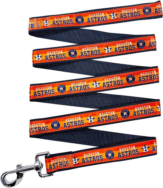 MLB PET Leash, Large, Houston Astros Dog Leash, Shiny & Colorful Baseball Team Leash for Dogs & Cats Licensed by the MLB.