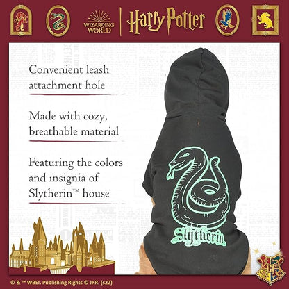 Harry Potter: Slytherin Pet Hoodie with Faux Scarf - X-Small | Harry Potter Accessories for Dogs| Harry Potter Dog Accessories for Hogwarts Houses, Slytherin, Black (FF23360)