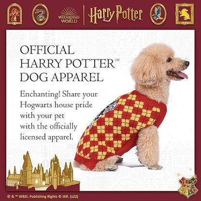 HARRY POTTER Gryffindor Pet Sweater - Dog Apparel & Accessories for Hogwarts Houses, Gryffindor Dog Sweater, Dog Clothes, Gryffindor Pet Sweater, Dog Clothing, Pullover Sweater for Dogs, Red, Large