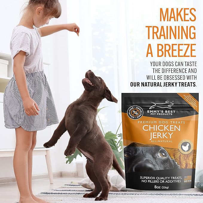 Emmy's Best EBPP Chicken Jerky Dog Treats Made in USA - 100% Natural Dog Jerky Treats Made with Real Chicken - Grilled Chicken Strips for Medium Dogs, Large Dogs and Small Dogs