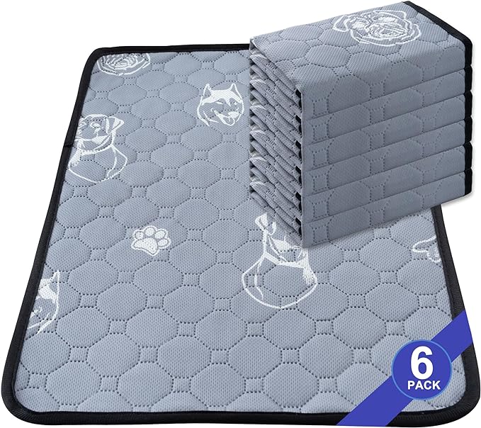 6 Pack Upgrade Washable Pee Pads for Dogs, Reusable Dog Pee Pads and Small Pets, Absorbent and Non-Slip Puppy Pads, Pet Training Pads, Waterproof Whelping Pads 14x20 inchs Potty Mat