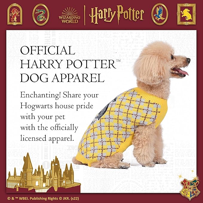 Harry Potter Hufflepuff Pet Sweater - Medium | Costumes for Dogs, Dog Pullover Sweater | Dog Apparel & Accessories for Hogwarts Houses, Hufflepuff, Yellow