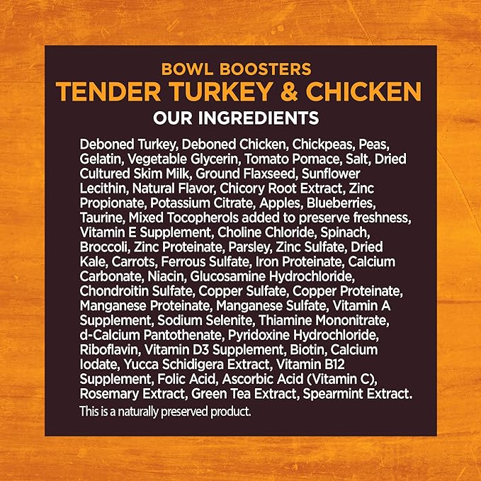 Wellness CORE Natural Grain Free Bowl Boosters Tender Dog Food Mixer Or Topper (Turkey & Chicken Recipe, 8-Ounce Bag)