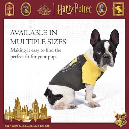 Harry Potter Hufflepuff Pet T-Shirt in Size Extra Small | XS Dog T-Shirt, Harry Potter Dog Shirt | Harry Potter Dog Apparel & Accessories for Hogwarts Houses, Hufflepuff, (FF18873),Yellow