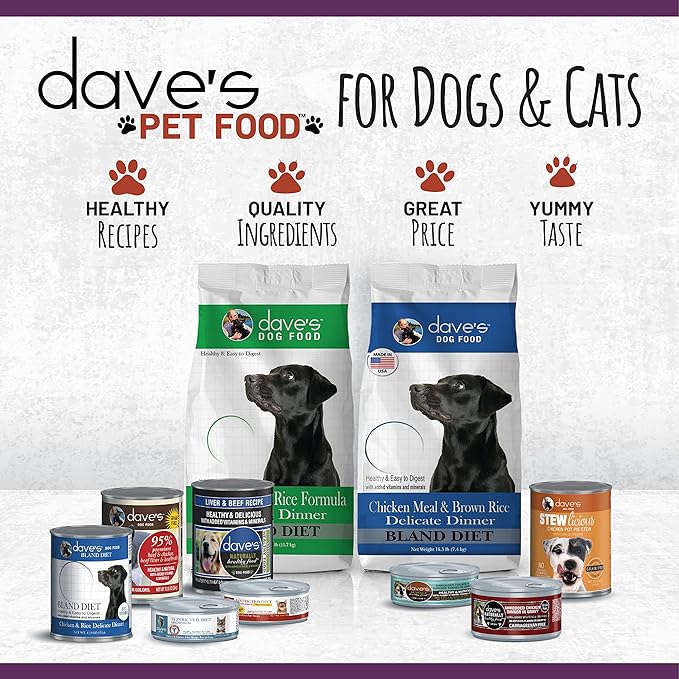 Dave's Pet Food Wet Dog Food (Liver & Beef), Made in USA Naturally Healthy Canned Dog Food, Added Vitamins & Minerals, Wheat & Gluten-Free, 13.2 oz Cans (Case of 12 pk)