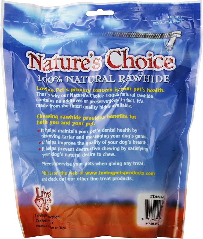 Loving Pets Nature's Choice White Knotted Rawhide Bones for Dogs, 3"-4" (for dogs less than 10 lbs)