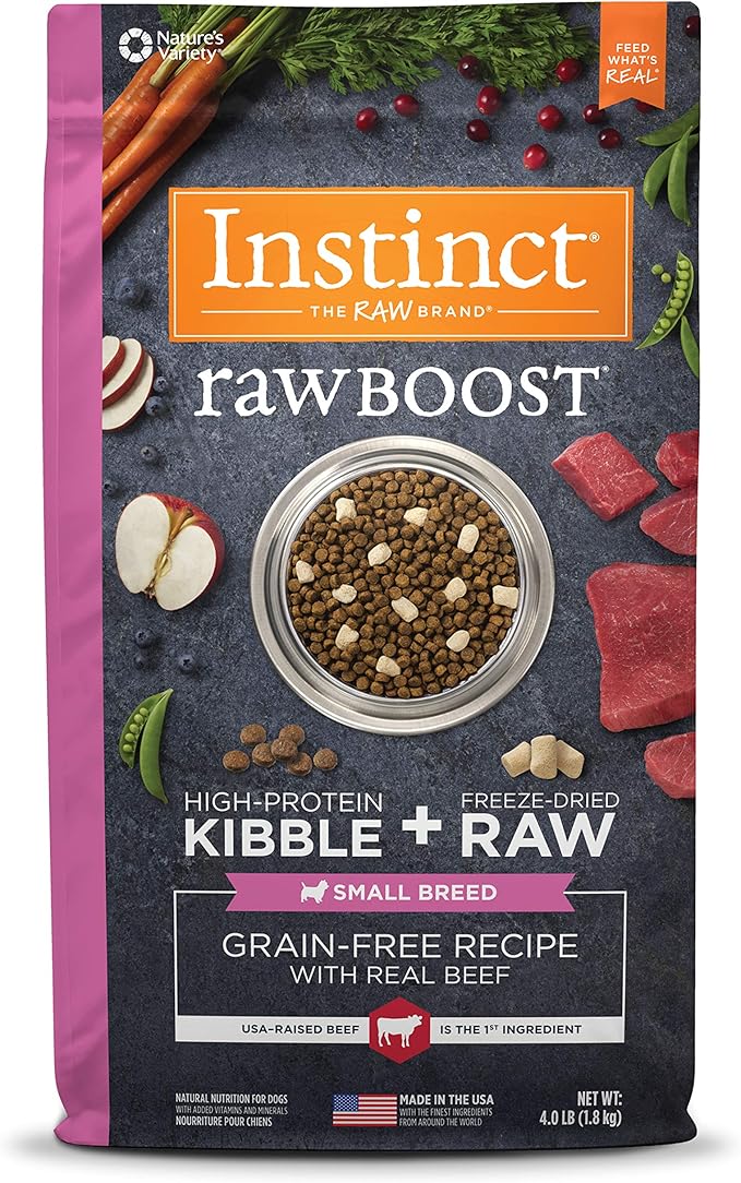 Instinct Raw Boost Small Breed Grain Free Recipe with Real Beef Natural Dry Dog Food, 4 lb. Bag