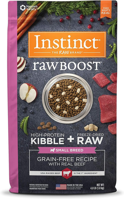 Instinct Raw Boost Small Breed Grain Free Recipe with Real Beef Natural Dry Dog Food, 4 lb. Bag