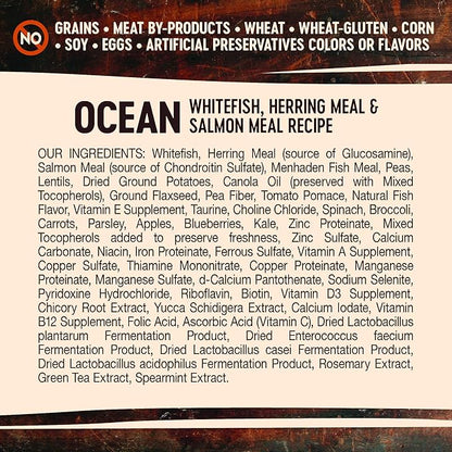 Wellness CORE Grain-Free High-Protein Dry Dog Food, Natural Ingredients, Made in USA with Real Meat, All Breeds, For Adult Dogs (Ocean Whitefish, Herring & Salmon, 12-Pound Bag)