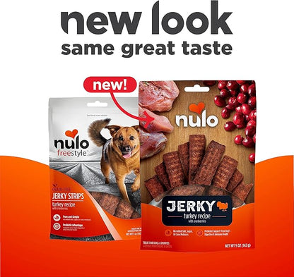 Nulo Premium Jerky Strips Dog Treats, Grain-Free High Protein Jerky Strips made with BC30 Probiotic to Support Digestive & Immune Health
