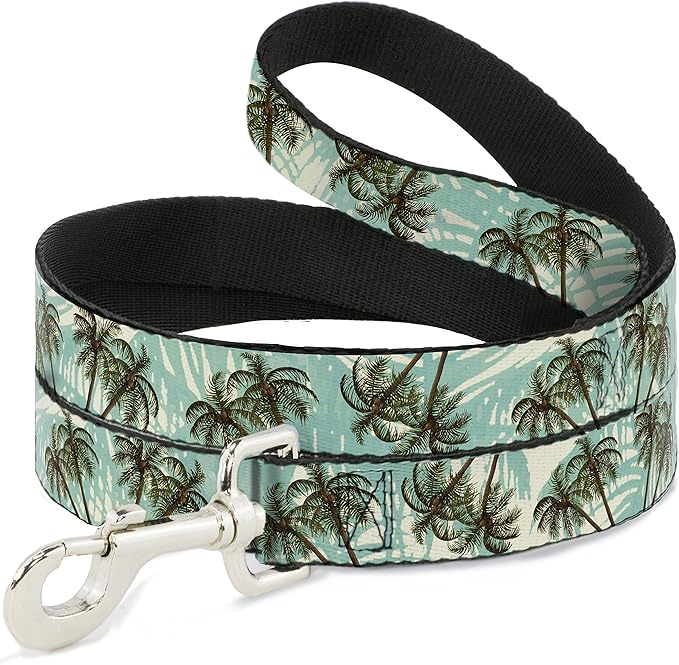Dog Leash Palm Trees Swaying Tan Teal 4 Feet Long 1.0 Inch Wide