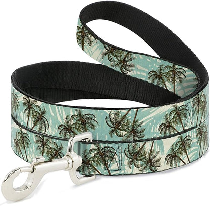 Dog Leash Palm Trees Swaying Tan Teal 4 Feet Long 1.0 Inch Wide