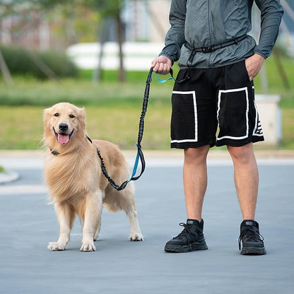 iYoShop Hands Free Dog Leash with Zipper Pouch, Dual Padded Handles and Durable Bungee for Walking, Jogging and Running Your Dog (Large, 25-120 lbs, Black)