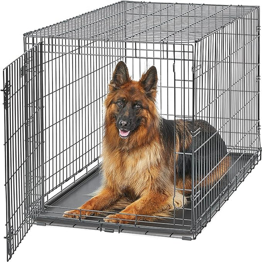MidWest Homes for Pets XL Dog Crate | MidWest Life Stages Folding Metal Crate | Divider Panel, Floor Protecting Feet, Leak-Proof Pan | 48L x 30W x 33H Inches, XL Dog Breed