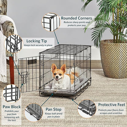 MidWest Homes for Pets Dog Crate | Newly Enhanced Life Stages XS Folding Metal Divider Panel, Floor Protecting Feet, Leak-Proof Pn 23L x 13.63W 16H inches, Breed.