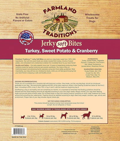 Farmland Traditions USA Made 3 lbs. Turkey, Sweet Potato, Cranberry Soft Jerky Bite Dog Treats