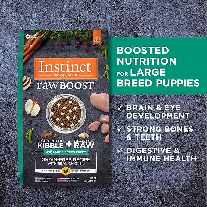 Instinct Raw Boost Large Breed Puppy Grain Free Recipe with Real Chicken Natural Dry Dog Food, 20 lb. Bag