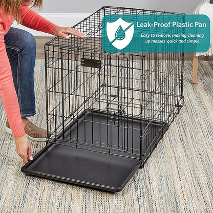 MidWest Homes for Pets Newly Enhanced Double Door iCrate Dog Crate, Includes Leak-Proof Pan, Floor Protecting Feet, Divider Panel & New Patented Features, Black