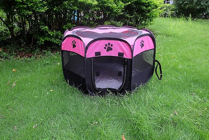 Portable Pet Playpen,Foldable Dog Playpen for Dogs and Cats,Rabbits,Pet Exercise Pet Tents Indoor Outdoor Use (S(28.7" x 28.7" x 16"), Rosered)