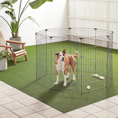 Amazon Basics Foldable Octagonal Metal Exercise Pet Play Pen for Dogs, Fence Pen, Single Door, Large, 60 x 60 x 42 Inches, black