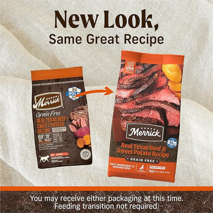 Merrick Premium Grain Free Dry Adult Dog Food, Wholesome And Natural Kibble, Real Texas Beef And Sweet Potato - 30.0 lb. Bag