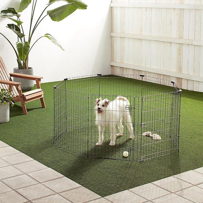 Amazon Basics - Octagonal Foldable Metal Exercise Pet Play Pen for Dogs, Fence Pen, Single Door, Small, 60 x 60 x 30 Inches, Black