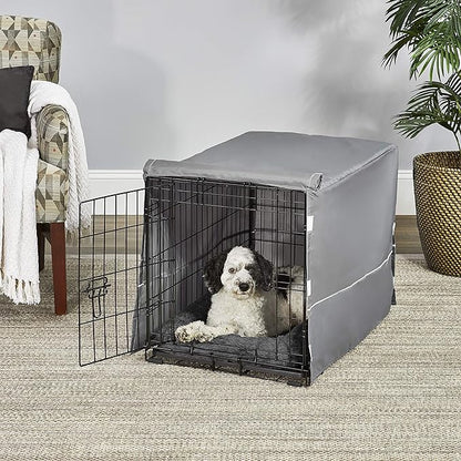 MidWest Homes for Pets Double Door Dog Crate Kit Includes One Two-Door Matching Gray Bed & Crate Cover, 30-Inch Kit Ideal for Medium Dog Breeds