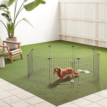 Amazon Basics - Octagonal Foldable Metal Exercise Pet Play Pen for Dogs, Fence Pen, Single Door, Extra Small, 60 x 60 x 24 Inches, Black