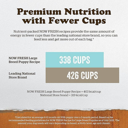 Now Fresh Grain Free Dog Food, 25 lb - Large Breed Puppy Food Recipe - Healthy Diet with Probiotics & Real Meat and Fish for Protein