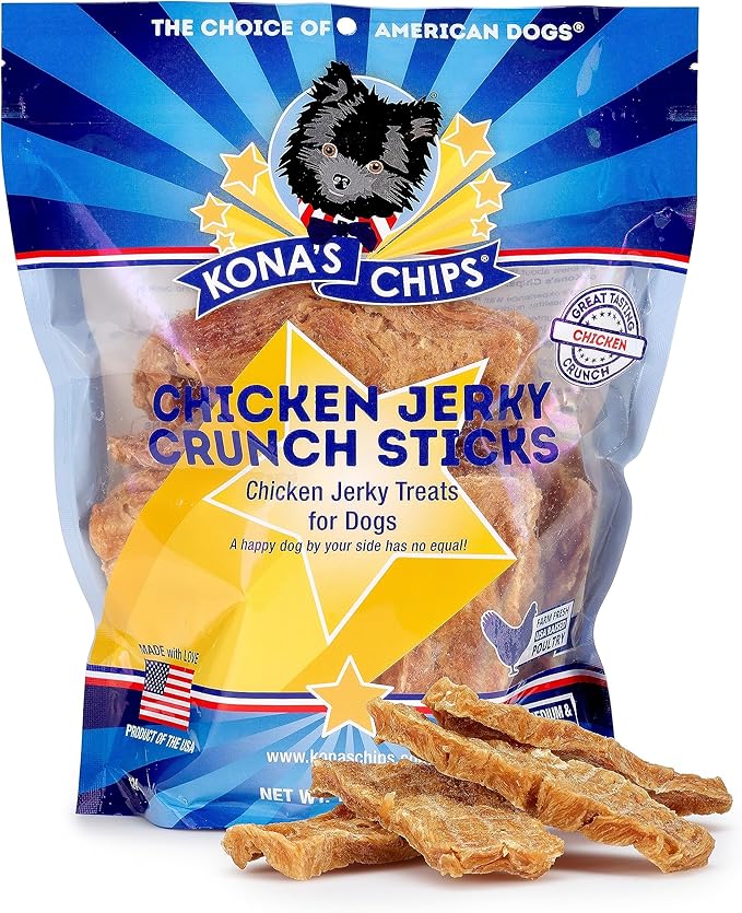 KONA'S CHIPS Chicken Jerky CRUNCH Sticks; Dog Treats