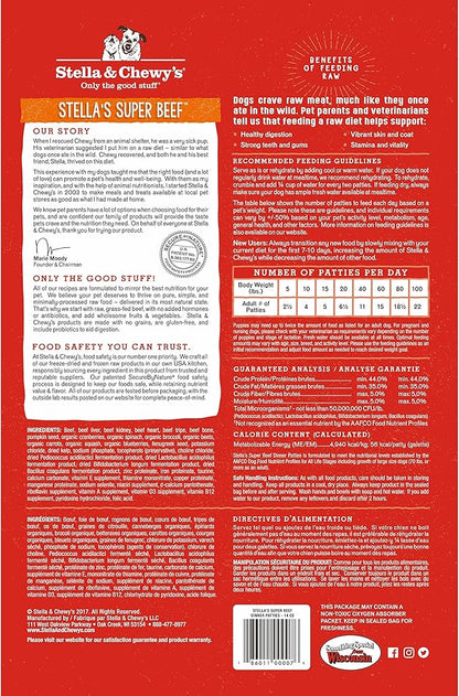 Stella & Chewy's Freeze Dried Raw Dinner Patties – Grain Free Dog Food, Protein Rich Stella’s Super Beef Recipe – 14 oz Bag