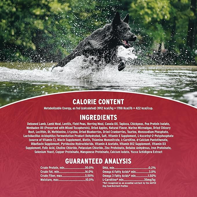 Annamaet Grain-Free Manitok Red Meat Formula Dry Dog Food, (Fresh Lamb), 12-lb Bag