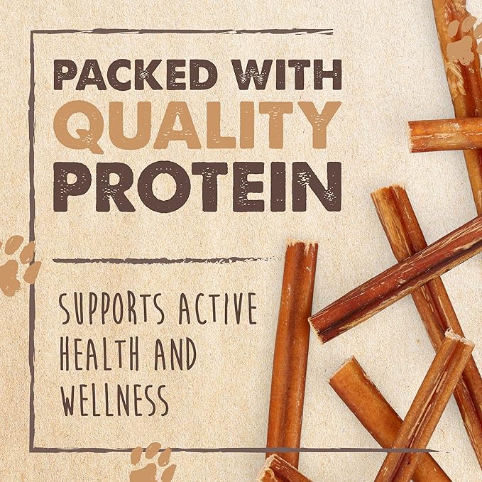 Mighty Paw Naturals Bully Sticks for Small Dogs & Medium Dogs - Grass Fed Beef Dog Chews. Dog Bully Sticks for Large Dogs. Lower Odor Bully Sticks. Single Ingredient (6" - 10 Pack)