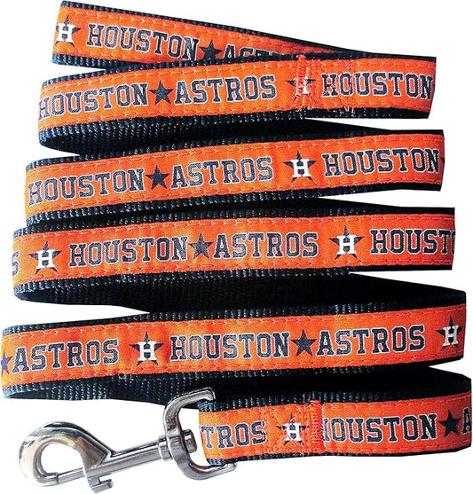 MLB PET Leash, Small, Houston Astros Dog Leash, Baseball Team Leash for Dogs & Cats. A Shiny & Colorful Dog & Cat Leash with Emboridered Team Name/Logo Licensed by the MLB