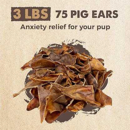 Mighty Paw Half Pig Ears for Dogs - All Natural Single Ingredient Pig Ear Treat - Better Than Rawhide Snacks for Puppies and Large Dogs - A Better Treat Dog Will Love - Dog Toys Compatible Chews