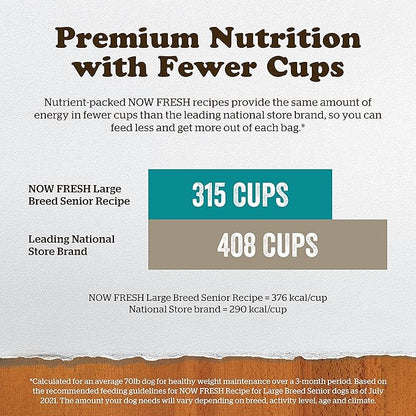 Now Fresh Grain Free Dog Food, 25 lb - Large Breed Senior Dog Food Recipe - Healthy Diet with Probiotics & Real Meat and Fish for Protein