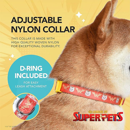 DC Comics League of Super-Pets PB Wonder Woman Dog Collar, Medium| Officially Licensed DC League of Super-Pets PB Dog Collar | Medium Dog Collar DC Wonder Woman Style with D-ring for Leash