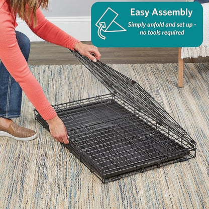 MidWest Homes for Pets Newly Enhanced Double Door iCrate Dog Crate, Includes Leak-Proof Pan, Floor Protecting Feet, Divider Panel & New Patented Features, Black