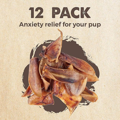 Mighty Paw Half Pig Ears Dog Chews | Natural Single-Ingredient Pork Treats | For All Breeds | 12 Count