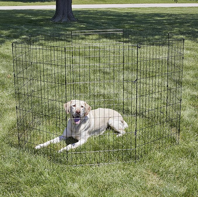 New World Pet Products 42' Foldable Black Metal Dog Exercise Pen No Door