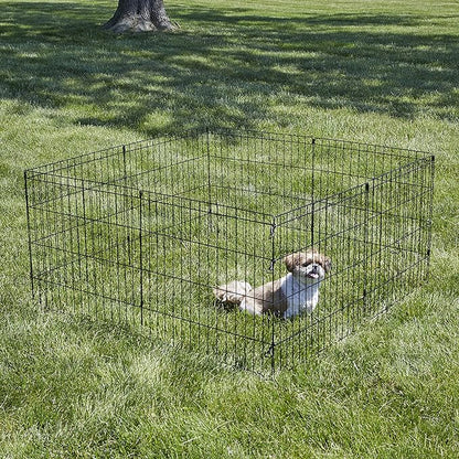 New World Pet Products 24" Foldable Black Metal Dog Exercise Pen No Door