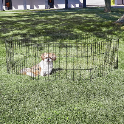 New World Pet Products 18' Foldable Black Metal Dog Exercise Pen No Door