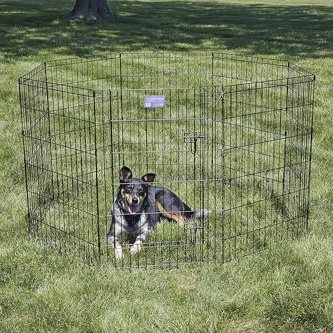 MidWest Homes for Pets Foldable Metal Dog Exercise Pen / Pet Playpen. Black w/ door, 24'W x 36'H