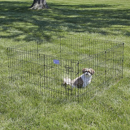 MidWest Homes for Pets Foldable Metal Dog Exercise Pen / Pet Playpen, Black w/ door, 24'W x 24'H